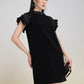 Black Ruffle Sleeve Embellished A-Line Dress