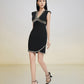 Glamorous Black Sleeveless V-Neck Dress with Metallic Embellishments
