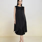 Black Sleeveless Embellished Cape Midi Dress with Beaded Details
