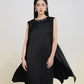 Black Sleeveless Embellished Cape Midi Dress with Beaded Details