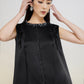 Black Sleeveless Embellished Cape Midi Dress with Beaded Details