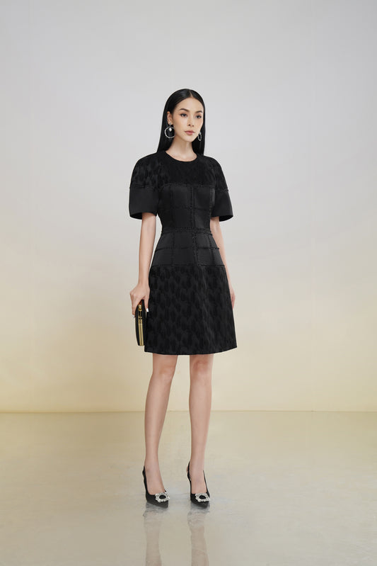 Classic Black Puff Sleeve A-Line Dress