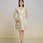 Gold Sleeveless A-Line Cocktail Dress with V-Neck