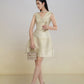 Gold Sleeveless A-Line Cocktail Dress with V-Neck