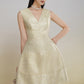 Gold Sleeveless A-Line Cocktail Dress with V-Neck