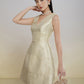 Gold Sleeveless A-Line Cocktail Dress with V-Neck