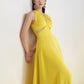 Bright Yellow Cutout Halter Jumpsuit - Trendy Wide-Leg