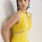 Bright Yellow Cutout Halter Jumpsuit - Trendy Wide-Leg