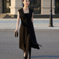 Black Sleeveless Longline Blazer Vest with Wide-Leg Pants Set