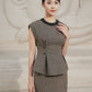 Peplum Maxi Dress with Beaded Collar and Button Accents