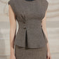 Peplum Maxi Dress with Beaded Collar and Button Accents