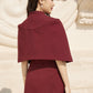 Burgundy Cape Sleeve Midi Dress for Women