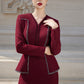 Burgundy Midi Dress with Beaded Detailing and Long Sleeves