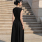 Black Midi Dress with Flared Skirt