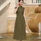 Sleeveless Olive Green Button-Front Midi Dress