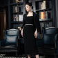 Black Midi Dress with Embellished Blazer
