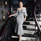 Off-Shoulder Evening Dress with Statement Sleeves