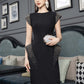 Bodycon Dress with Studded Cap Sleeves and Side Panels