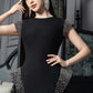 Bodycon Dress with Studded Cap Sleeves and Side Panels