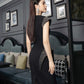 Bodycon Dress with Studded Cap Sleeves and Side Panels