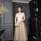 Beige Tulle Midi Dress