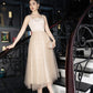Beige Tulle Midi Dress
