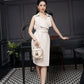 Sleeveless Beige Blazer Dress with Belt
