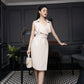Sleeveless Beige Blazer Dress with Belt