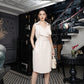 Sleeveless Beige Blazer Dress with Belt