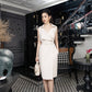 Sleeveless Beige Blazer Dress with Belt