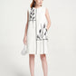 White Sleeveless Shift Dress with Black Botanical Embroidery