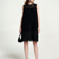 Black Lace Sleeveless A-Line Dress with Scalloped Hem