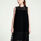 Black Lace Sleeveless A-Line Dress with Scalloped Hem