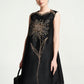 Black Sleeveless Shift Dress with Beaded Floral Embellishment