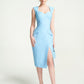 Light Blue Sleeveless Bodycon Dress with Side Slit - Elegant Party Wear