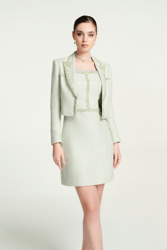 Pastel Tweed Jacket and Dress Set