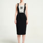 Black Midi Dress with Sunburst Embroidery