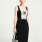 Black Midi Dress with Sunburst Embroidery
