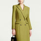 Green Double-Breasted Structured Overcoat
