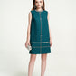 Sleeveless Teal Mini Dress with Embellished Detailing