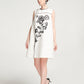 White A-Line Sleeveless Mini Dress with Floral Embroidery