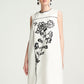White A-Line Sleeveless Mini Dress with Floral Embroidery