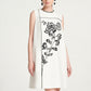 White A-Line Sleeveless Mini Dress with Floral Embroidery