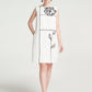 White Shift Dress with Geometric Floral Embroidery