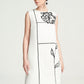 White Shift Dress with Geometric Floral Embroidery