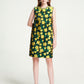 Sleeveless Yellow Floral Embroidered Shift Dress - Dark Green