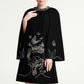 Black Cape Dress with Butterfly Embroidery