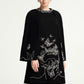 Black Cape Dress with Butterfly Embroidery