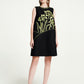 Black Floral Embroidered A-Line Sleeveless Dress