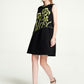 Black Floral Embroidered A-Line Sleeveless Dress